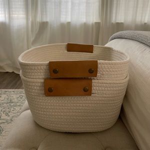 Ivory woven & leather baskets